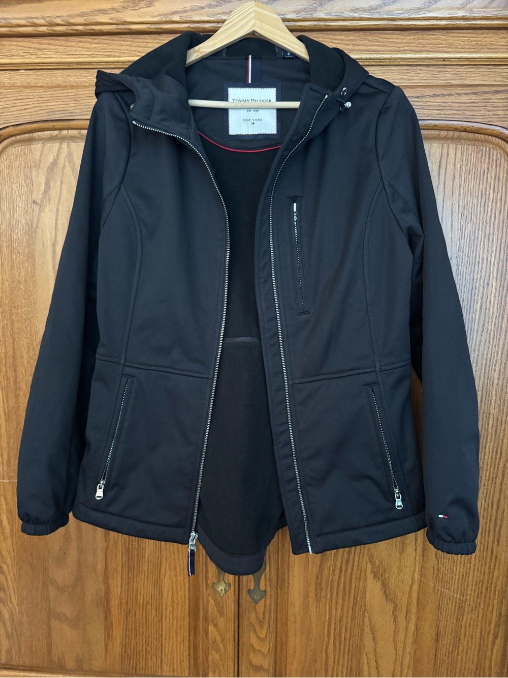 Tommy Hilfiger Black Hooded Utility Softshell Jacket